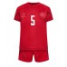 Camiseta Dinamarca Joakim Maehle #5 Primera Equipación Replica Mundial 2022 para niños mangas cortas (+ Pantalones cortos)